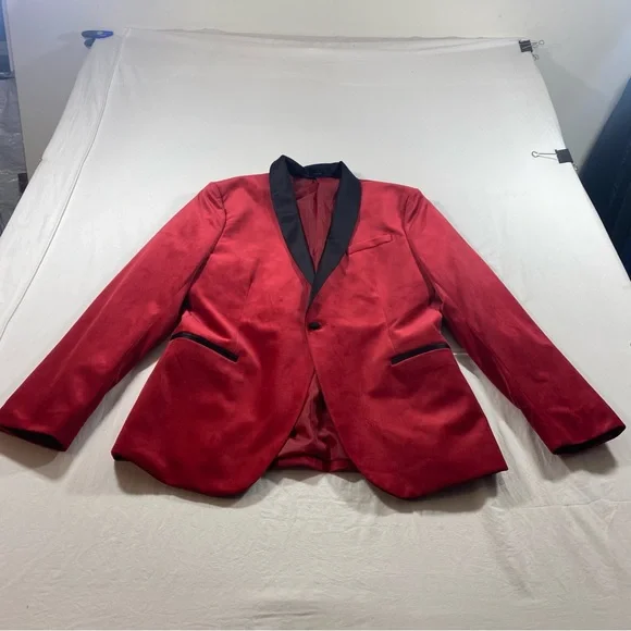 JF J.Ferrar Red and Black Tuxedo Jacket Christmas New year party - Picture 1 of 11